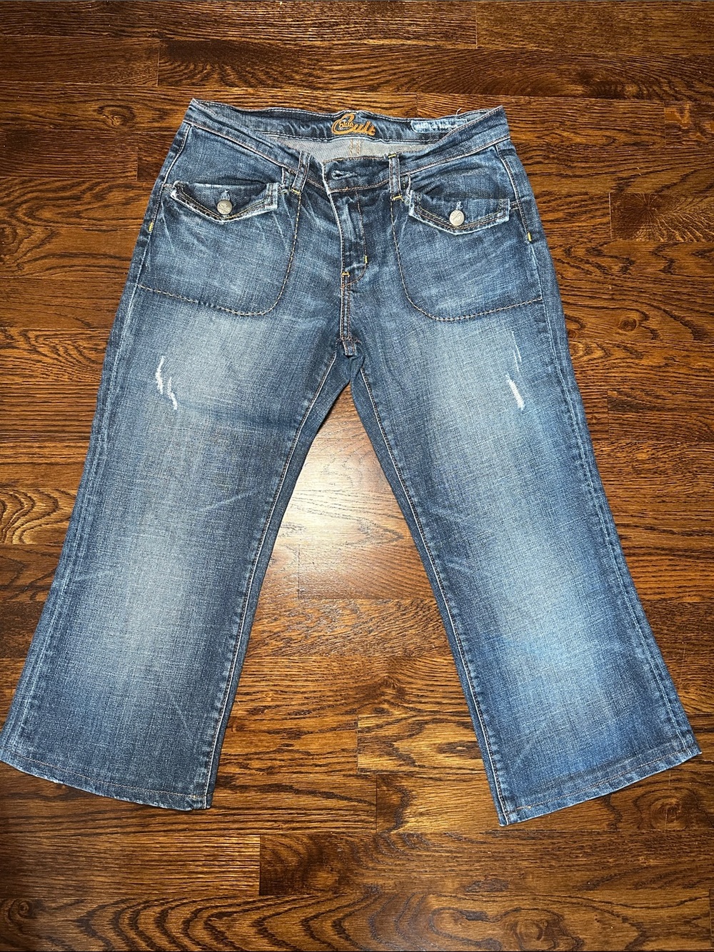 Vintage Y2K Blue Cult Cropped Utility Flare Jeans RN 116145